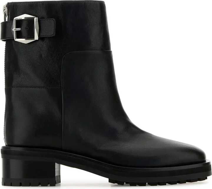 Black leather Brooklyn ankle boots