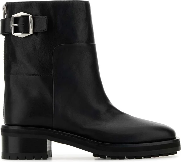 Black Leather Brooklyn Ankle Boots