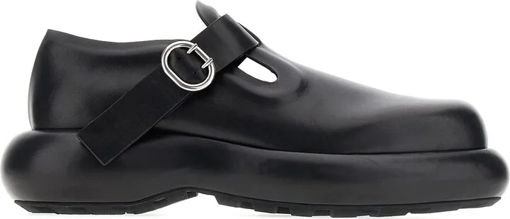 Black Leather Buckle Shoes