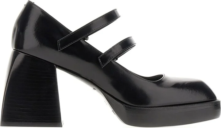 Black Leather Bulla Babies 65 Pumps