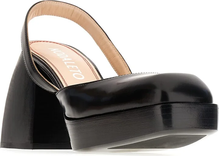 Black Leather Bulla Jones Pumps - Image 2