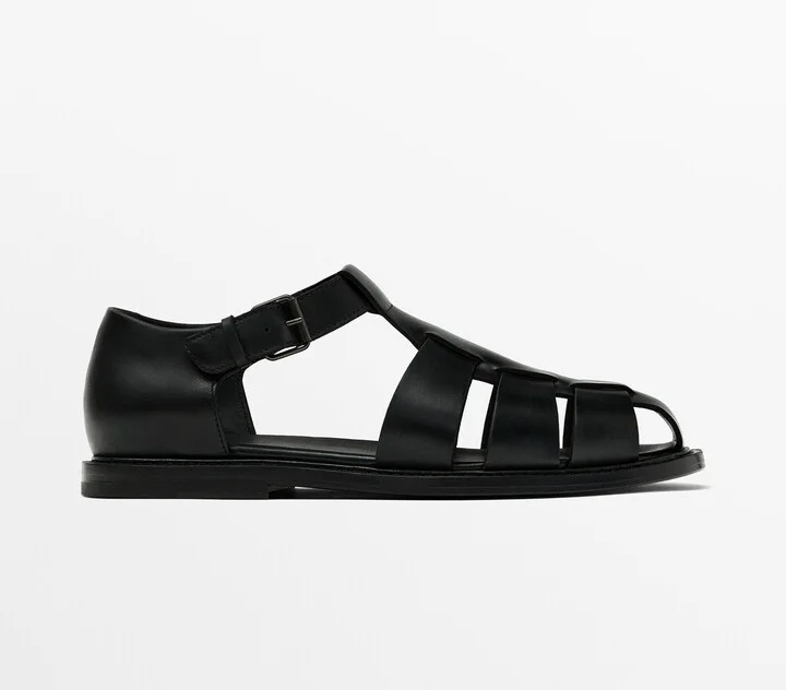 Black Leather Cage Sandals - Limited Edition - Image 2