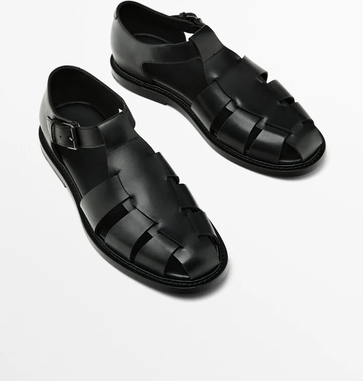 Black Leather Cage Sandals - Limited Edition - Image 3