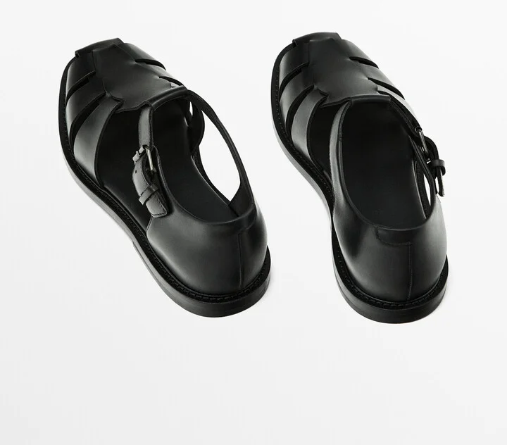 Black Leather Cage Sandals - Limited Edition - Image 4
