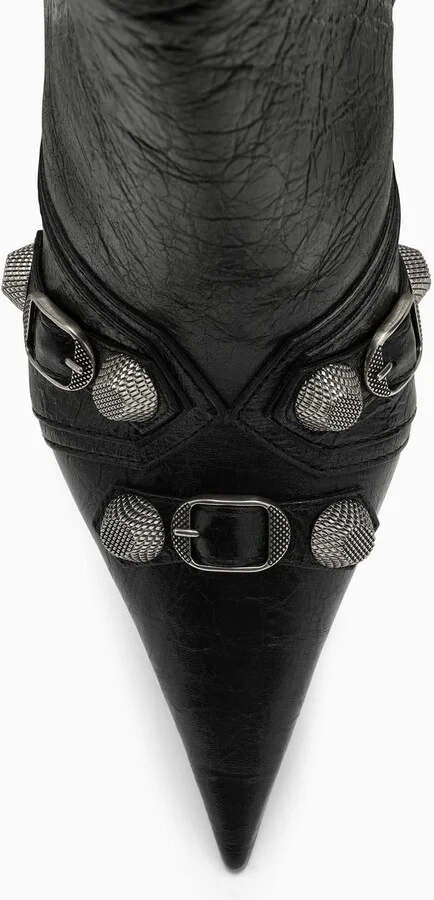 Black Leather Cagole Ankle Boot - Image 3