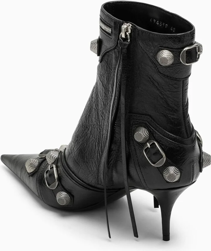 Black Leather Cagole Ankle Boot - Image 4