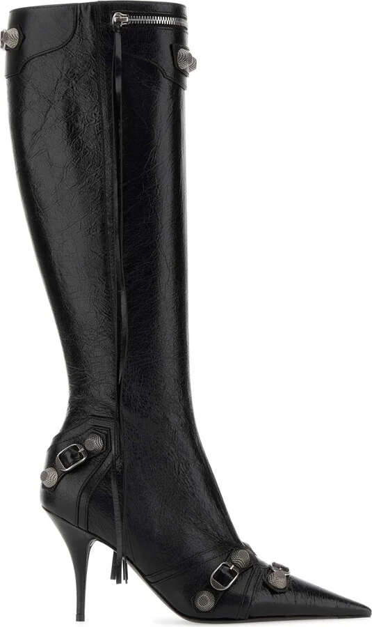 Black Leather Cagole Boots