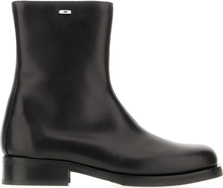 Black Leather Camion Boots