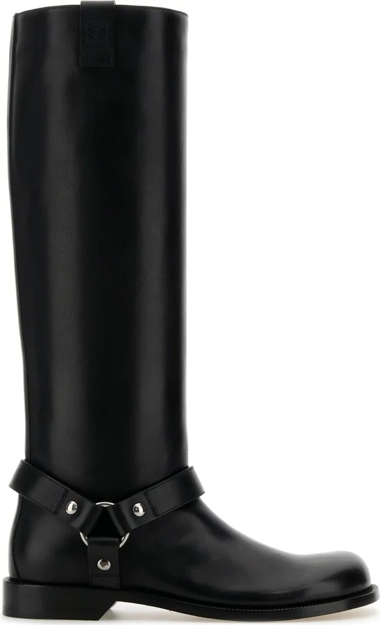 Black Leather Campo Biker Boots