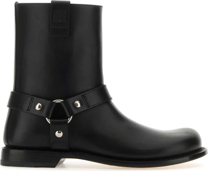 Black Leather Campo Biker Boots