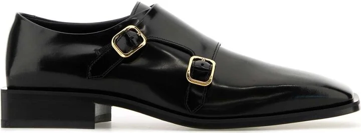 Black Leather Caracas Monk Strap Shoes