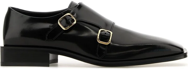Black leather Caracas monk strap shoes