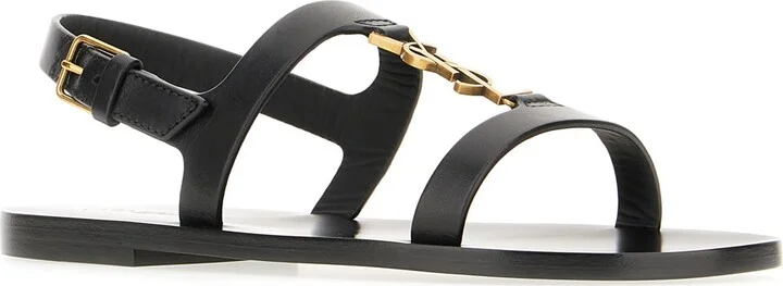 Black Leather Cassandre Sandals - Image 2