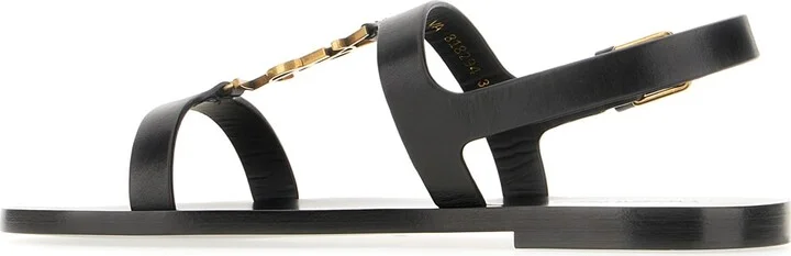Black Leather Cassandre Sandals - Image 3