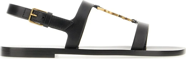 Black Leather Cassandre Sandals