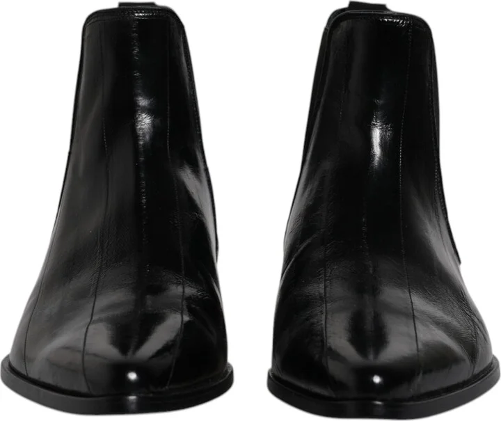 Black Leather Chelsea Men Ankle Boots Men's Shoes - Image 2