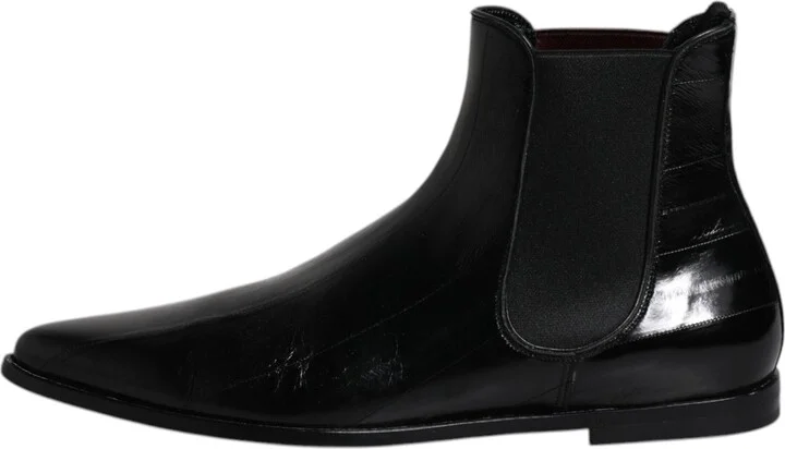 Black Leather Chelsea Men Ankle Boots Men's Shoes - Image 6