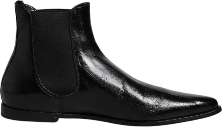 Black Leather Chelsea Men Ankle Boots Men's Shoes