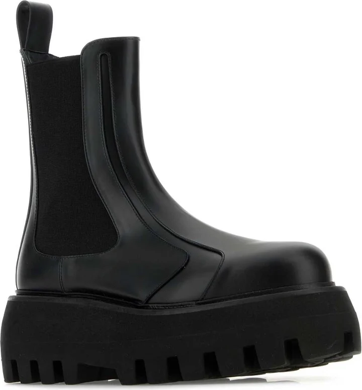 Black Leather Chelsea Sofa Ankle Boots - Image 2