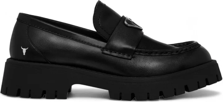 Black Leather Chunky Loafers - Throne