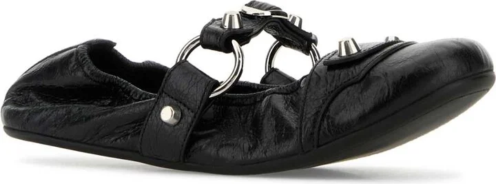 Black Leather City Ballerinas - Image 2