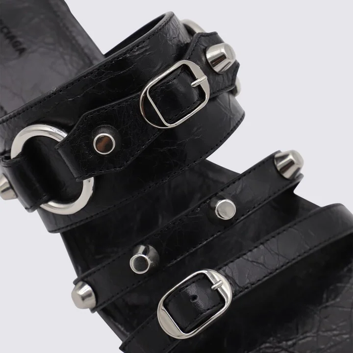 Black Leather City Sandals - Image 4