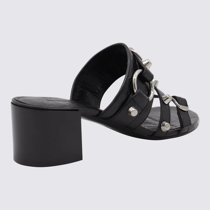 Black Leather City Sandals - Image 3