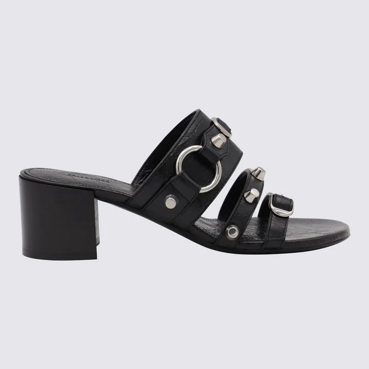Black Leather City Sandals