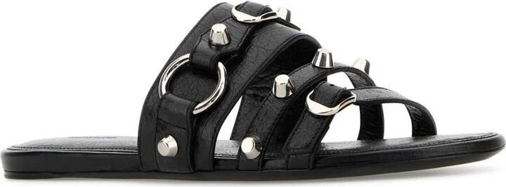 Black Leather City Slippers - Image 2