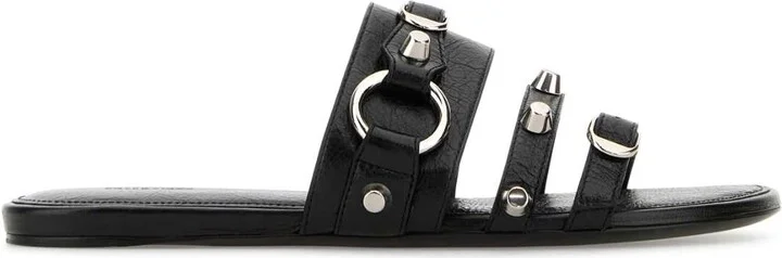 Black Leather City Slippers