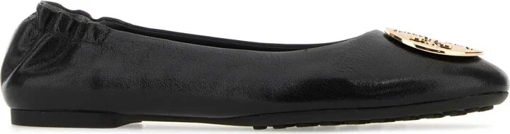 Black Leather Claire Ballerinas