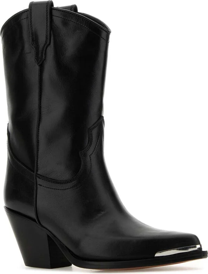 Black Leather Clara Ankle Boots - Image 2