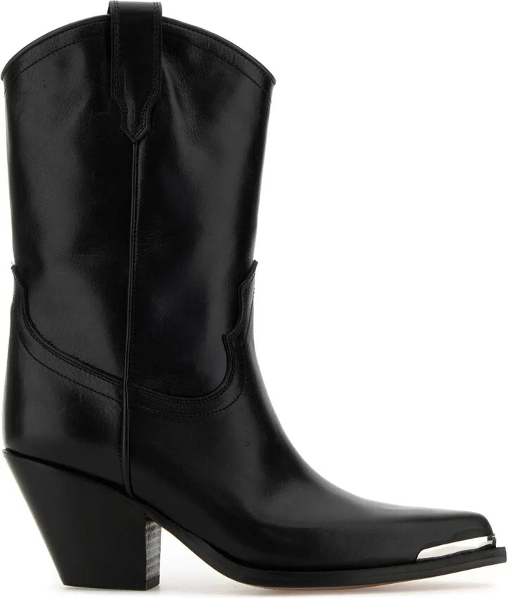 Black Leather Clara Ankle Boots