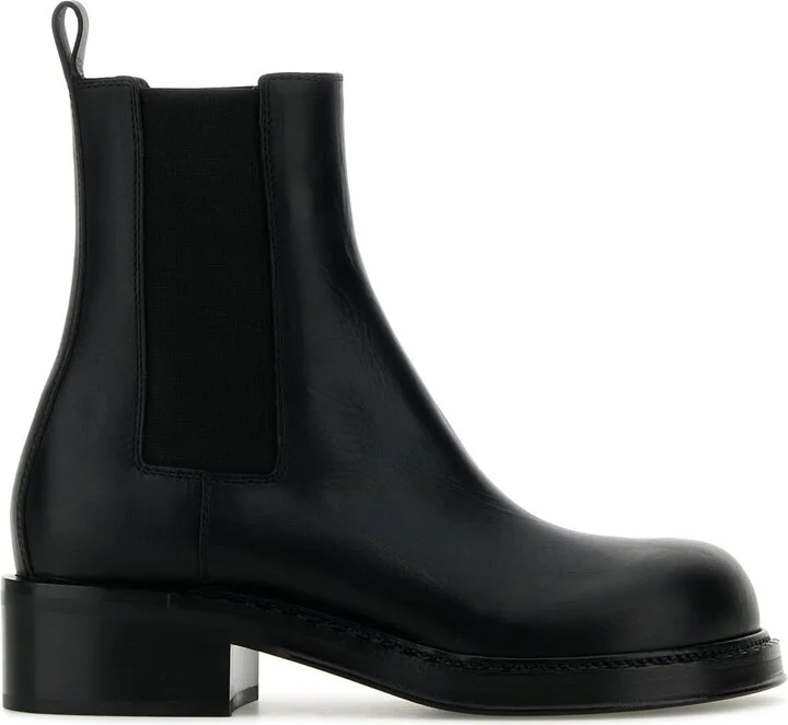 Black Leather Cliff Ankle Boots