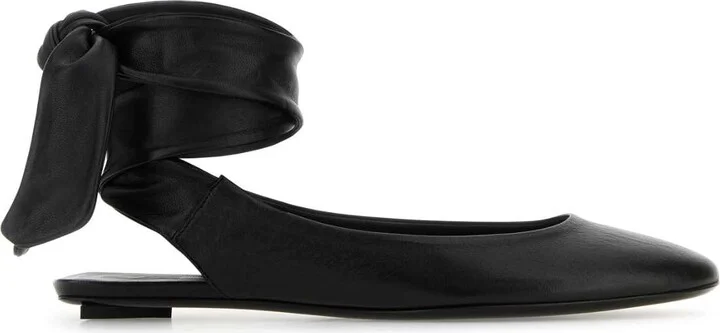Black Leather Cloã¨ Slippers
