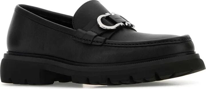 Black Leather Cocoon Loafers - Image 2