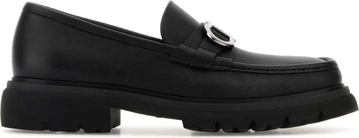 Black Leather Cocoon Loafers