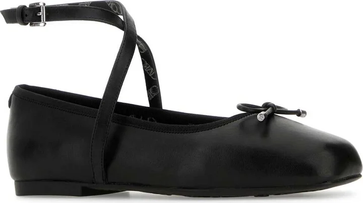 Black Leather Collette Ballerinas - Image 2