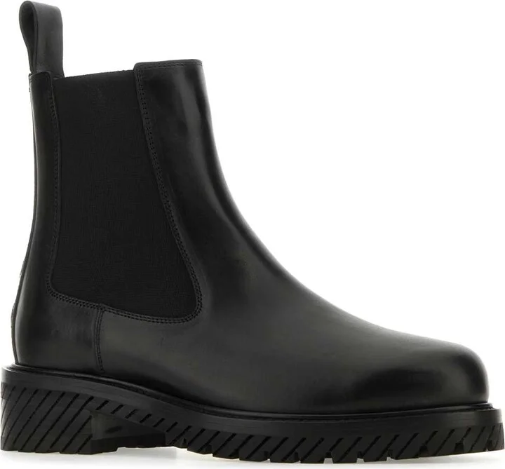 Black Leather Combat Ankle Boots - Image 2