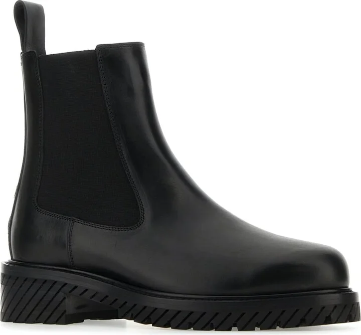 Black Leather Combat Ankle Boots - Image 2