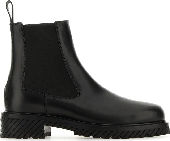 Black leather Combat ankle boots
