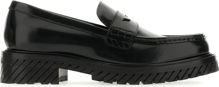 Black Leather Combat Loafers