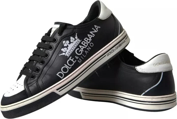 Black Leather Crown Milano Men Sneakers Men's Shoes (Pre-Owned) - Image 3