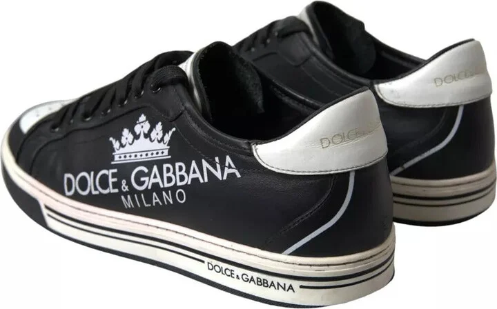 Black Leather Crown Milano Men Sneakers Men's Shoes (Pre-Owned) - Image 5