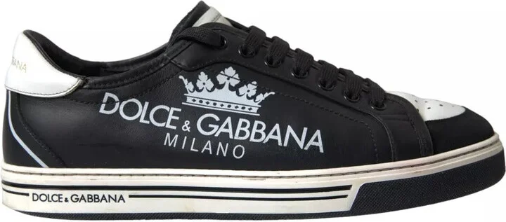 Black Leather Crown Milano Men Sneakers Men's Shoes (Pre-Owned)