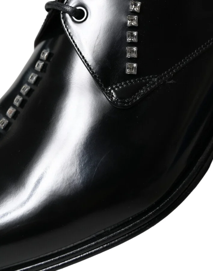 Black Leather Crystal Dress Formal Men's Shoes - Image 2