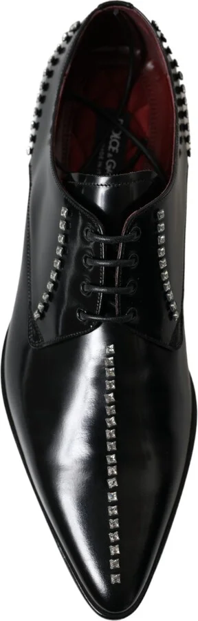 Black Leather Crystal Dress Formal Men's Shoes - Image 3