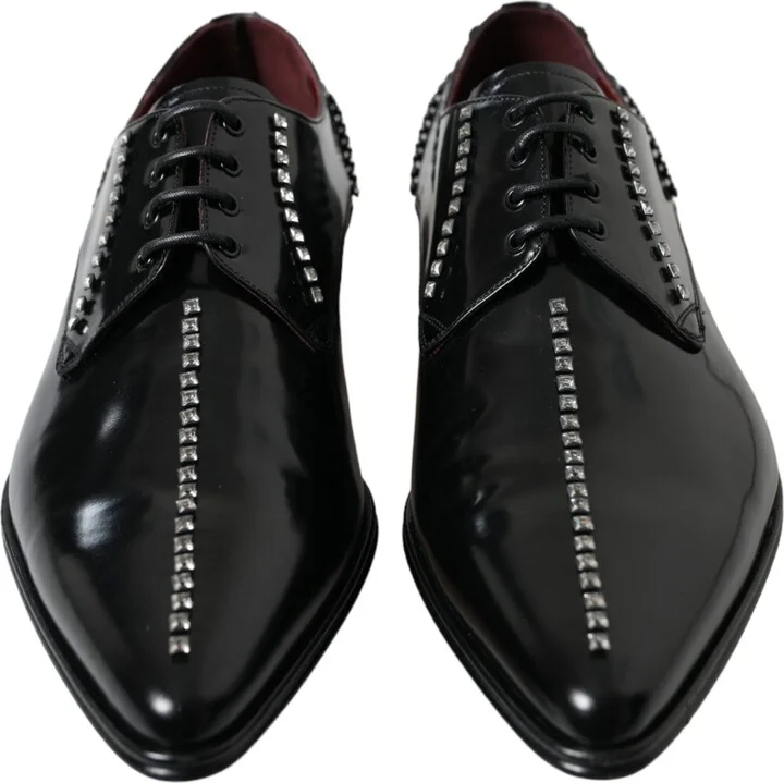 Black Leather Crystal Dress Formal Men's Shoes - Image 4