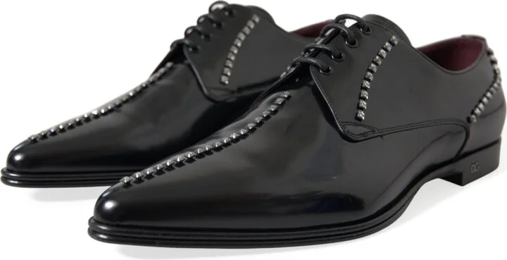 Black Leather Crystal Dress Formal Men's Shoes - Image 5