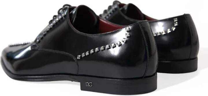 Black Leather Crystal Dress Formal Men's Shoes - Image 6